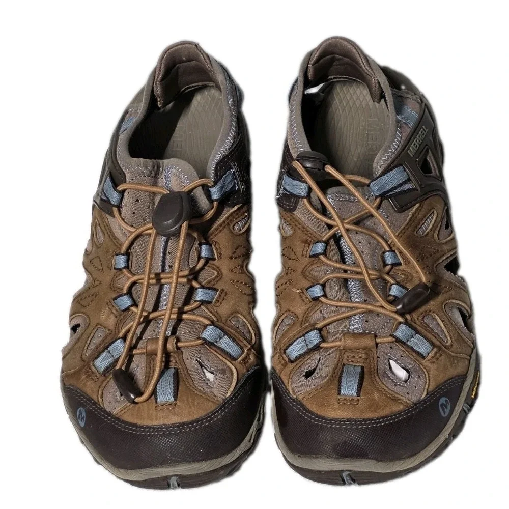 Merrell Womens Size 8 Brown Sugar Blue Heaven Unifly Hiking Trail Sandal Vibram